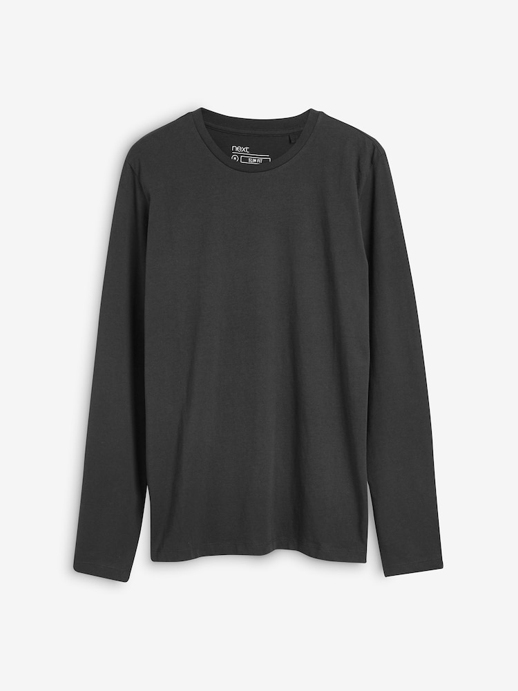 Black Slim Fit Long Sleeve Crew Neck T-Shirt - Image 5 of 5