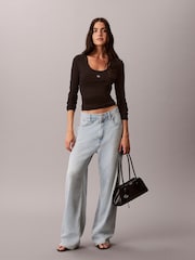 Calvin Klein -uurrettu puuvillainen pitkähihainen paita - Kuva 1 / 5