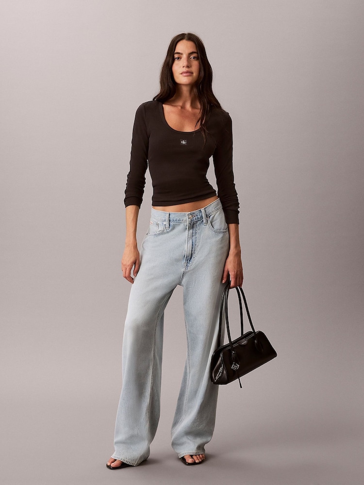 Calvin Klein -uurrettu puuvillainen pitkähihainen paita - Kuva 1 / 5