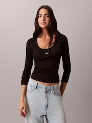 Calvin Klein -uurrettu puuvillainen pitkähihainen paita - Kuva 2 / 5