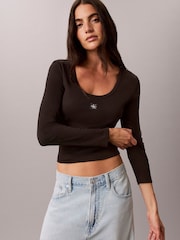 Calvin Klein -uurrettu puuvillainen pitkähihainen paita - Kuva 5 / 5
