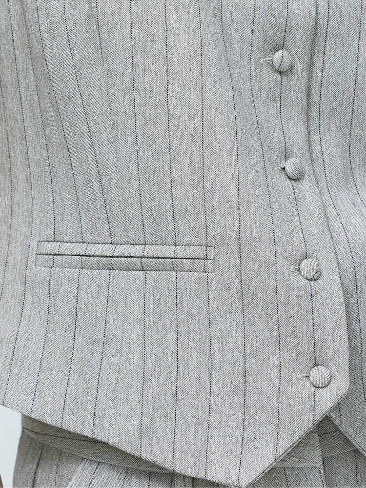 French Connection Black Enya Pinstripe Waistcoat - Image 2 of 6 French Connection Black Enya Pinstripe Waistcoat - Image 2 of 6