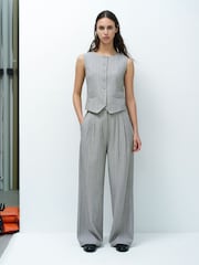 French Connection Black Enya Pinstripe Waistcoat - Image 4 of 6