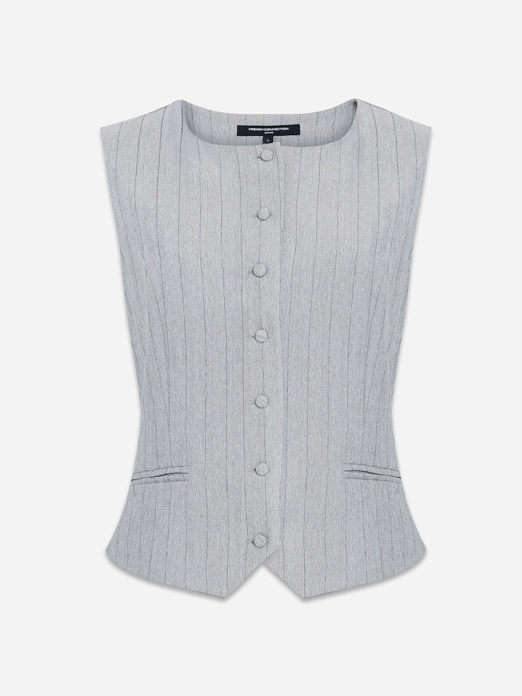 French Connection Black Enya Pinstripe Waistcoat - Image 6 of 6 French Connection Black Enya Pinstripe Waistcoat - Image 6 of 6