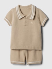 Gap Brown Knit Baby Sweater and Shorts Set (Newborn-24mths) - Image 1 of 2