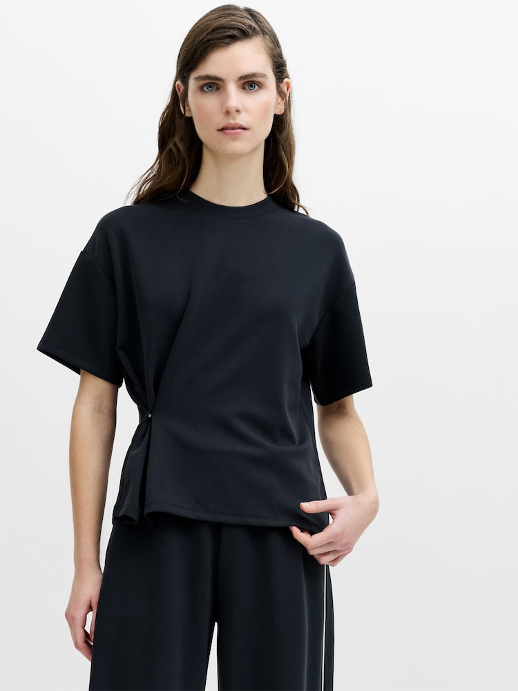 French Connection Wren Waist Cinched Loop Button T-Shirt - Imagen 1 de 6