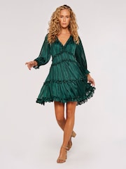 Apricot Green Ruffle Tiered Dress - Image 1 of 4