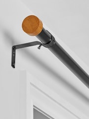Black Bronx Extendable Wood Stud End Finial 19mm Curtain Pole - Image 2 of 4