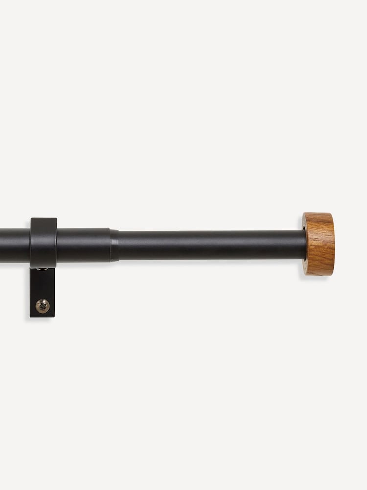 Black Bronx Extendable Wood Stud End Finial 19mm Curtain Pole - Image 4 of 4