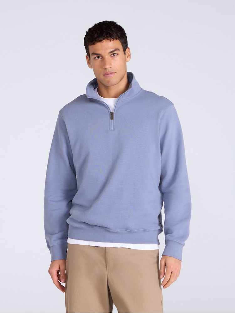 Blauw - Animal Sid Half-Zip Sweat Top - Afbeelding 1 van 5 Blauw - Animal Sid Half-Zip Sweat Top - Afbeelding 1 van 5