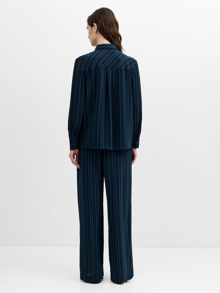 French Connection Blue Erma Pin Stripe Tie T-Shirt - Image 2 of 7