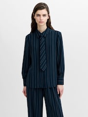 French Connection Blue Erma Pin Stripe Tie T-Shirt - Image 3 of 7