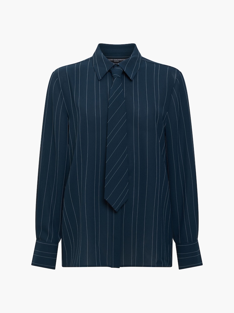 French Connection Blue Erma Pin Stripe Tie T-Shirt - Image 7 of 7