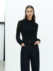 French Connection Black Arezzo Corset Shirt - Image 2 of 7