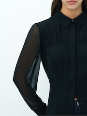French Connection Black Arezzo Corset Shirt - Image 4 of 7