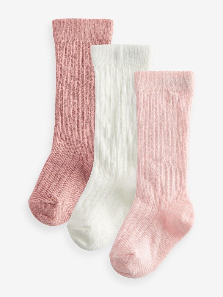 rožnata - Otroške nogavice do kolen 3 Pack (0mths-2yrs) - Slika 1 iz 4