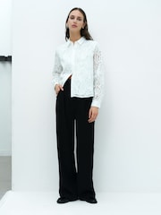 French Connection White Margot Textured Shirt - Image 4 of 6