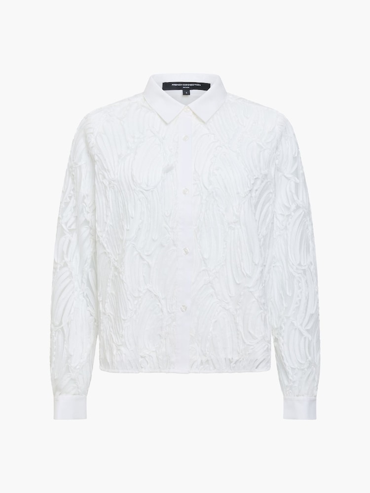 French Connection White Margot Textured Shirt - Image 6 of 6 French Connection White Margot Textured Shirt - Image 6 of 6