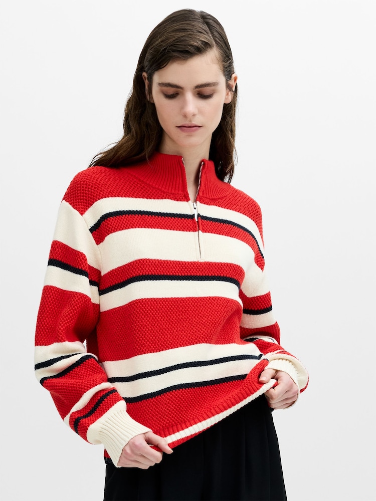 French Connection White Varli Stripe Jumper - Image 1 of 6 French Connection White Varli Stripe Jumper - Image 1 of 6