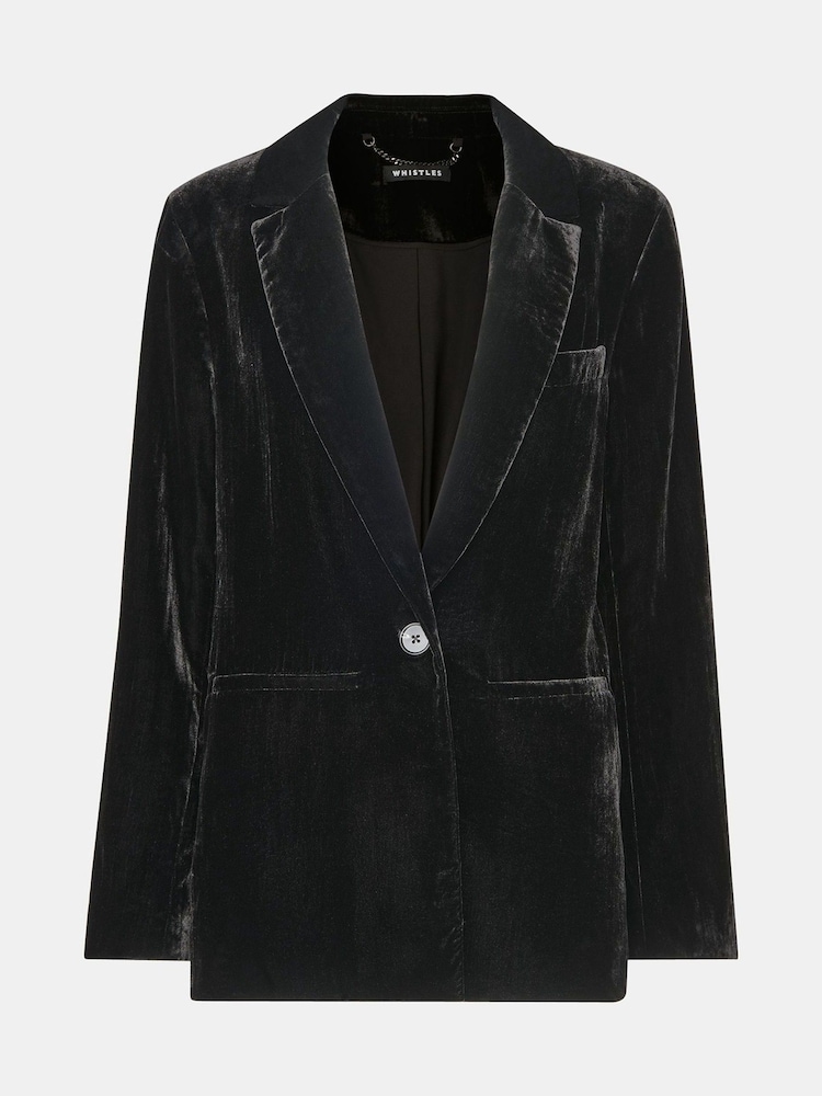 Whistles Olivia Velvet Black Blazer - Image 5 of 5