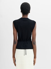 French Connection Black Jilene Draw String Detail Knit Top - Image 5 of 6