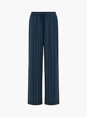 French Connection Blue Erma Pinstripe Wide Leg Trousers - Image 9 of 9