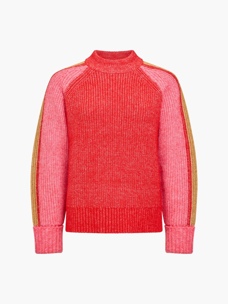 French Connection Red Kessy Tri Colour Raglan Jumper - Image 5 of 5 French Connection Red Kessy Tri Colour Raglan Jumper - Image 5 of 5