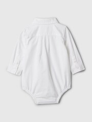 Gap White Brannan Bear Oxford Long Sleeve Bodysuit (Newborn-24mths) - Image 2 of 3