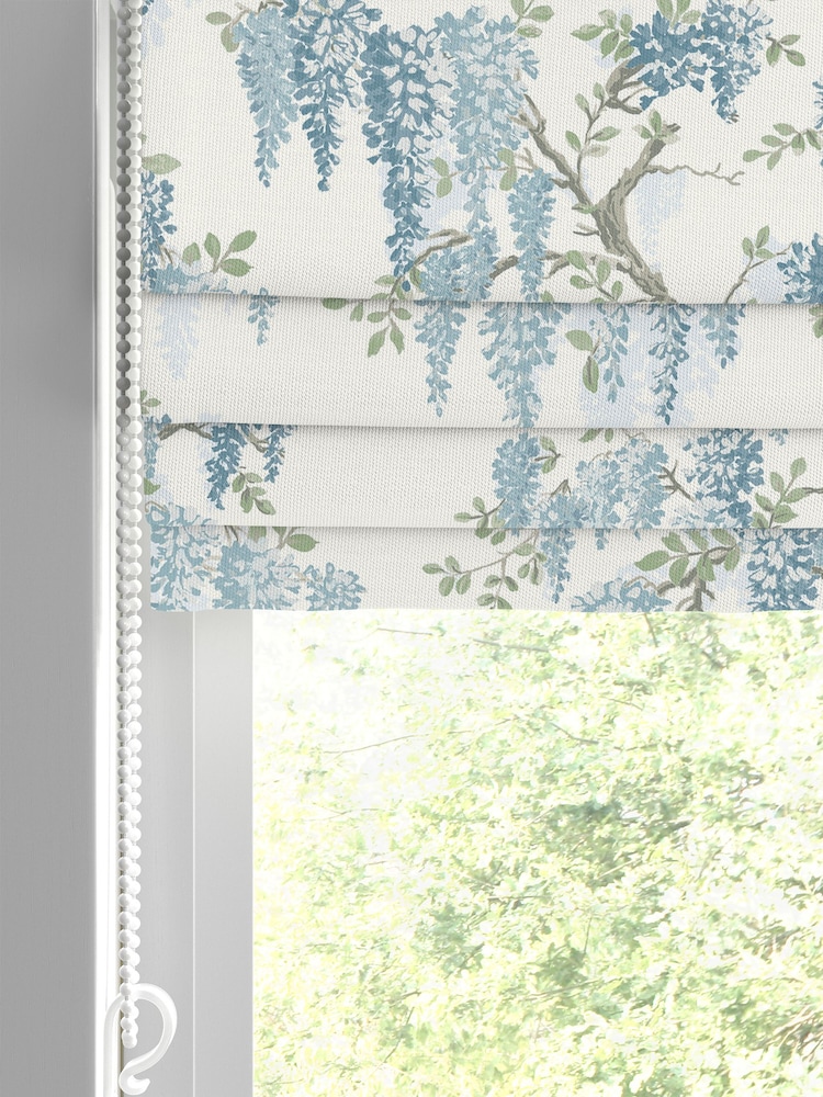 Laura Ashley Newport Blue Wisteria Made to Measure 100% Cotton Roman Blinds - Image 2 of 6