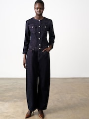 French Connection Blue Misa Relaxed Curved Leg Jeans - Image 3 of 10
