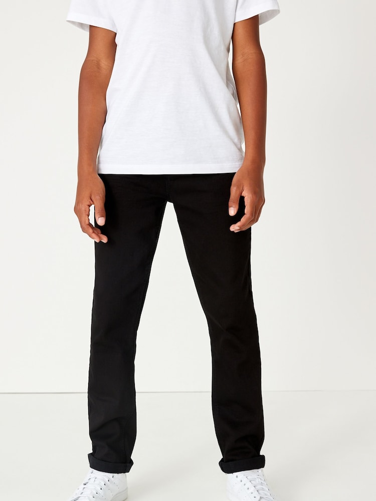 Schwarzer Denim - Megastretch-Jeans mit verstellbarem Bund (3–16 J.) - Bild 1 von 6 Schwarzer Denim - Megastretch-Jeans mit verstellbarem Bund (3–16 J.) - Bild 1 von 6