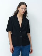 French Connection Black Vinnie Suiting Short Sleeve Blazer - Image 1 of 6