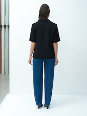 French Connection Black Vinnie Suiting Short Sleeve Blazer - Image 5 of 6