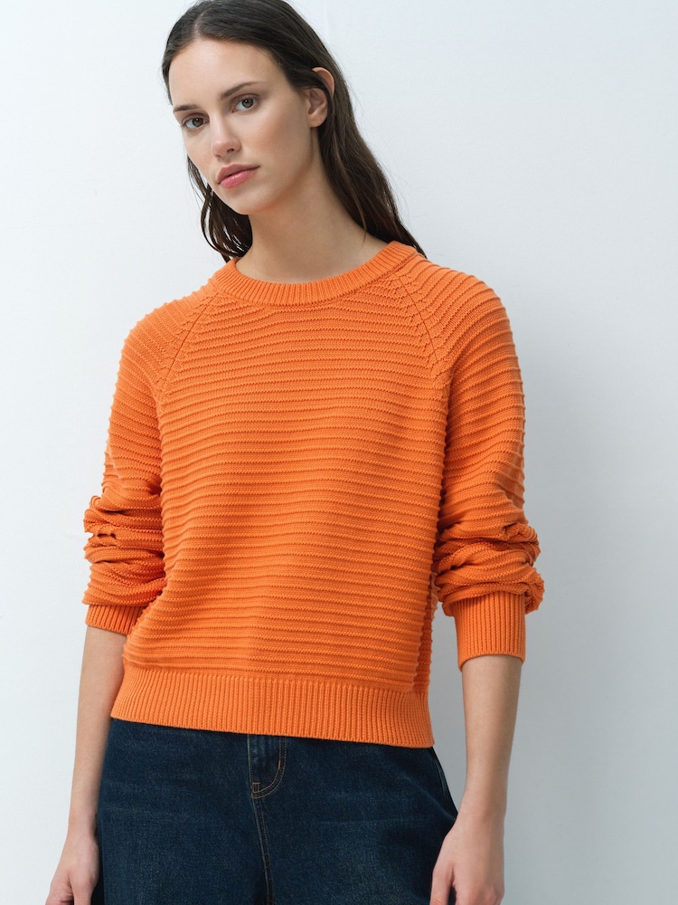 French Connection Orange Lilly Mozart Short Sleeve Crew Neck Jumper - Image 1 of 5 French Connection Orange Lilly Mozart Short Sleeve Crew Neck Jumper - Image 1 of 5