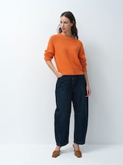 French Connection Orange Lilly Mozart Short Sleeve Crew Neck Jumper - Image 2 of 5