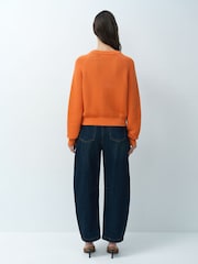 French Connection Orange Lilly Mozart Short Sleeve Crew Neck Jumper - Image 3 of 5