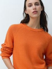 French Connection Orange Lilly Mozart Short Sleeve Crew Neck Jumper - Image 4 of 5