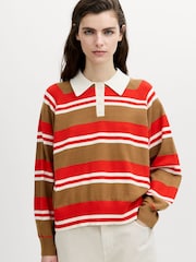 French Connection Brown Yaz Stripe Polo Shirt - Image 1 of 6
