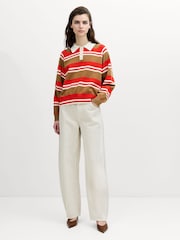 French Connection Brown Yaz Stripe Polo Shirt - Image 3 of 6