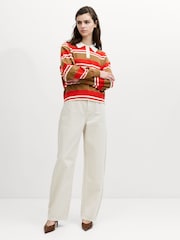 French Connection Brown Yaz Stripe Polo Shirt - Image 4 of 6