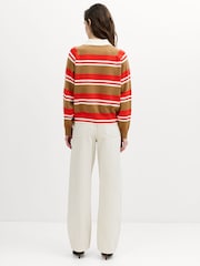 French Connection Brown Yaz Stripe Polo Shirt - Image 5 of 6