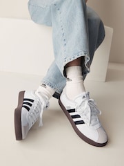 adidas White/Black VL Court 3.0 Trainers - Image 1 of 9