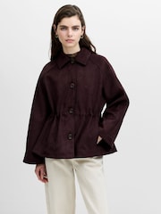 French Connection Brown Laney Suedette Blouson Short Coat - Image 1 of 6