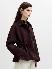 French Connection Brown Laney Suedette Blouson Short Coat - Image 3 of 6