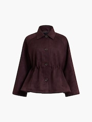 French Connection Brown Laney Suedette Blouson Short Coat - Image 6 of 6