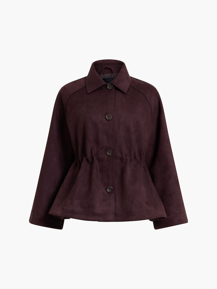French Connection Brown Laney Suedette Blouson Short Coat - Image 6 of 6 French Connection Brown Laney Suedette Blouson Short Coat - Image 6 of 6