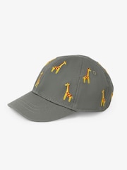 JoJo Maman Bébé Khaki Boys' Giraffe Embroidered Baseball Cap - Image 1 of 3