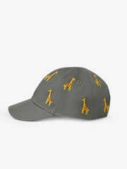 JoJo Maman Bébé Khaki Boys' Giraffe Embroidered Baseball Cap - Image 2 of 3