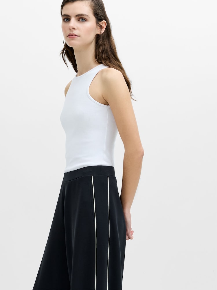 French Connection Wren Side Stripe Pleated Wide Leg Joggers - Larawan 2 ng 6