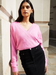 Threadbare Pink Wrap Front Knitted Jumper - Image 1 of 1